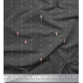 thumbnail image 1 of Soimoi Gray Georgette Viscose Fabric Mushroom & Dots Printed Craft Fabric by the Yard 42 Inch Wide, 1 of 3