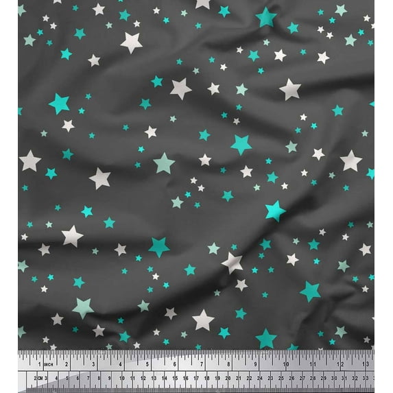 Soimoi Gray Heavy Canvas Fabric Stars Star Print Sewing Fabric Yard 58 Inch Wide