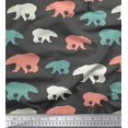 thumbnail image 1 of Soimoi Gray Moss Georgette Fabric Colorful Polar Bear Animal Decor Fabric Printed Yard 42 Inch Wide, 1 of 3