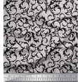 thumbnail image 1 of Soimoi Gray Poly Georgette Fabric Artistic Leaves Print Fabric by the Yard 42 Inch Wide, 1 of 3