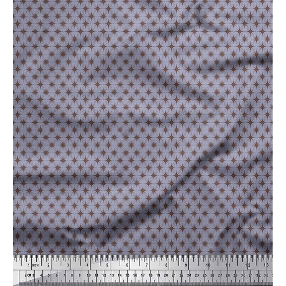 Soimoi Gray Poly Georgette Fabric Geometrical Star Geometric Print Fabric by Yard 42 Inch Wide