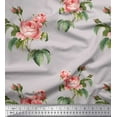 thumbnail image 1 of Soimoi Gray Poly Georgette Fabric Leaves & Rose Floral Print Fabric by the Yard 42 Inch Wide, 1 of 3