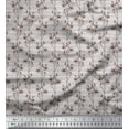 thumbnail image 1 of Soimoi Gray Poly Georgette Fabric Stripe & Flower Printed Craft Fabric by the Yard 42 Inch Wide, 1 of 3