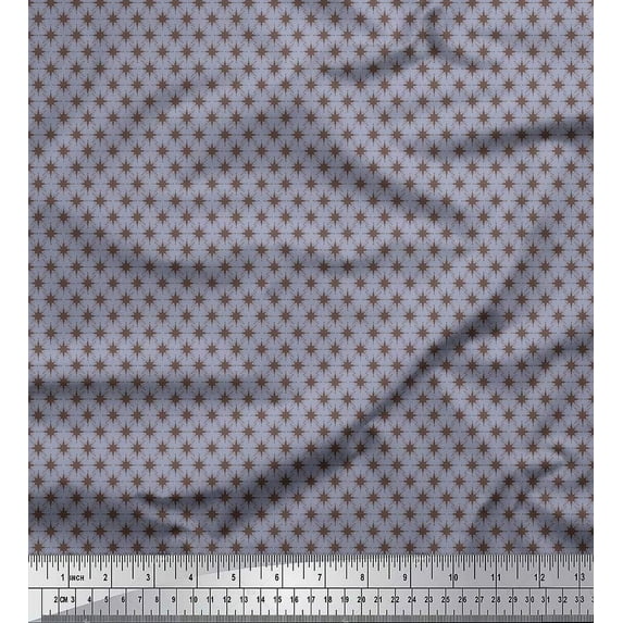 Soimoi Gray Rayon Fabric Geometrical Star Geometric Print Fabric by the Yard 42 Inch Wide