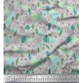 thumbnail image 1 of Soimoi Gray Rayon Fabric Leaves Folk Art Print Fabric by the Yard 56 Inch Wide, 1 of 3