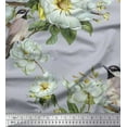 thumbnail image 1 of Soimoi Gray Rayon Fabric Leaves,White Floral & Bird Fabric Prints by Yard 56 Inch Wide, 1 of 1