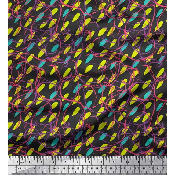 Soimoi Gray Silk Fabric Abstracts Abstract Print Fabric by the Yard 42 Inch Wide