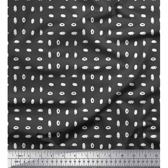 Soimoi Gray Silk Fabric Brush Stroke Abstract Print Sewing Fabric Yard 42 Inch Wide
