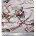 thumbnail image 1 of Soimoi Gray Silk Fabric Floral & Bird Decor Fabric Printed Yard 44 Inch Wide, 1 of 3