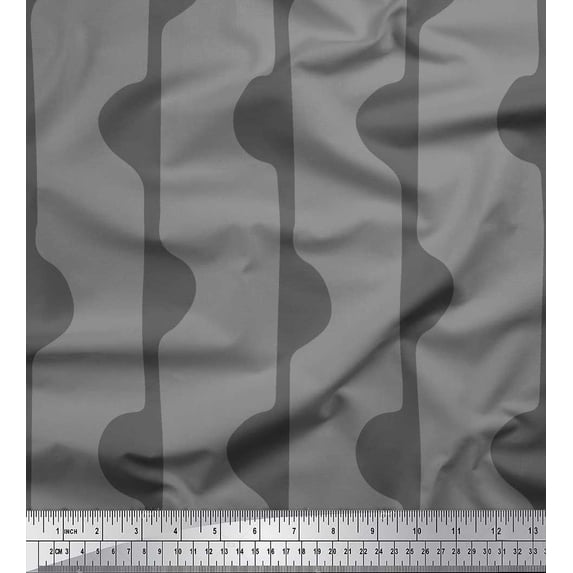 Soimoi Gray Velvet Fabric Vertical Stripe Decor Fabric Printed Yard 58 Inch Wide