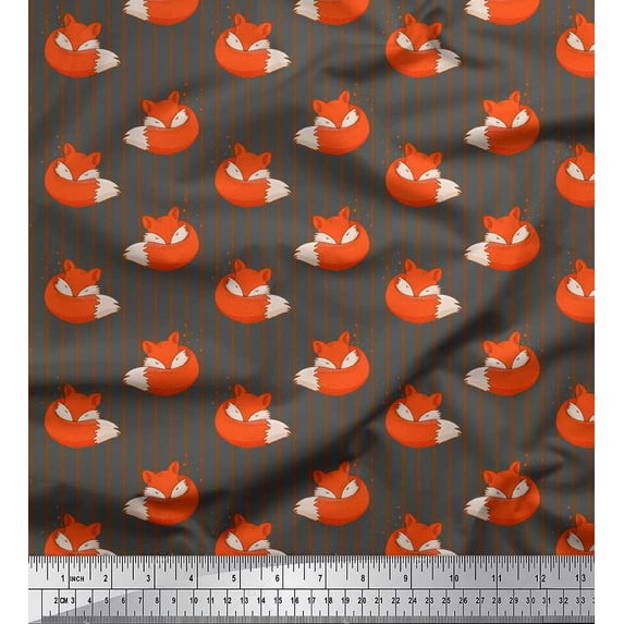 Soimoi Gray Viscose Chiffon Fabric Fox Stripe Fabric Prints By Yard 42 Inch Wide