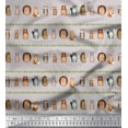 thumbnail image 1 of Soimoi Gray polyester Crepe Fabric Animals & Leaves Tribal Print Fabric by the Yard 52 Inch Wide, 1 of 3
