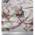 thumbnail image 1 of Soimoi Gray polyester Crepe Fabric Floral & Bird Print Fabric by the Yard 42 Inch Wide, 1 of 3