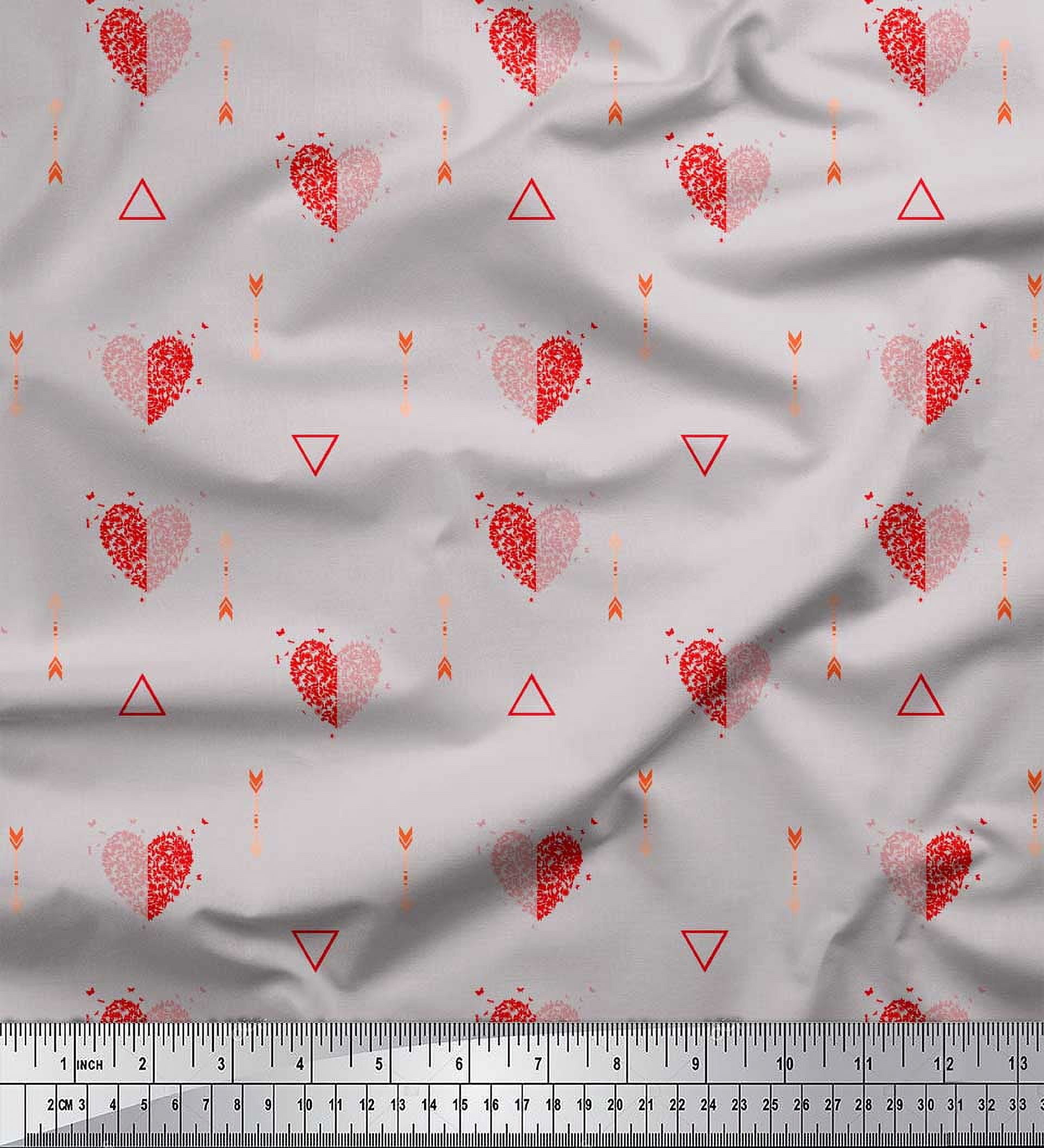 Triangular Polyester Soimoi Gray polyester Crepe Fabric Triangle & Arrow Heart Print Fabric ...