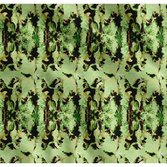 Soimoi Green Cotton Cambric Fabric Abstract Tie-Dye Print Sewing Fabric Yard 42 Inch Wide