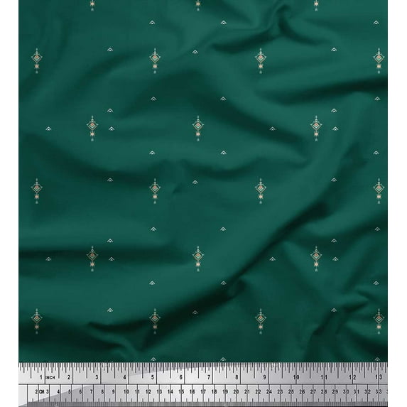 Soimoi Green Cotton Cambric Fabric Abstracts Abstract Print Fabric by the Yard 56 Inch Wide