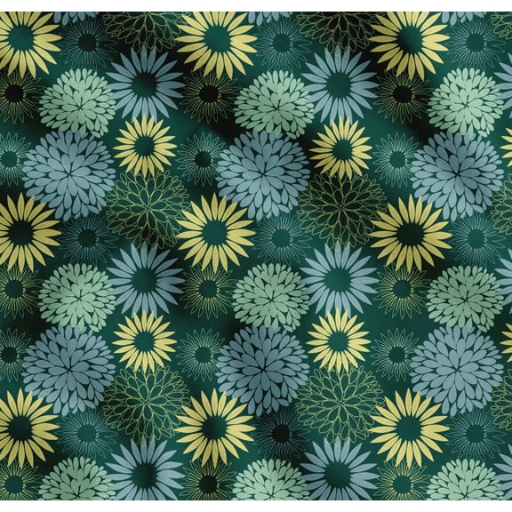 Soimoi Green Cotton Cambric Fabric Artistic Flower Mandala Decor Fabric Printed Yard 42 Inch Wide