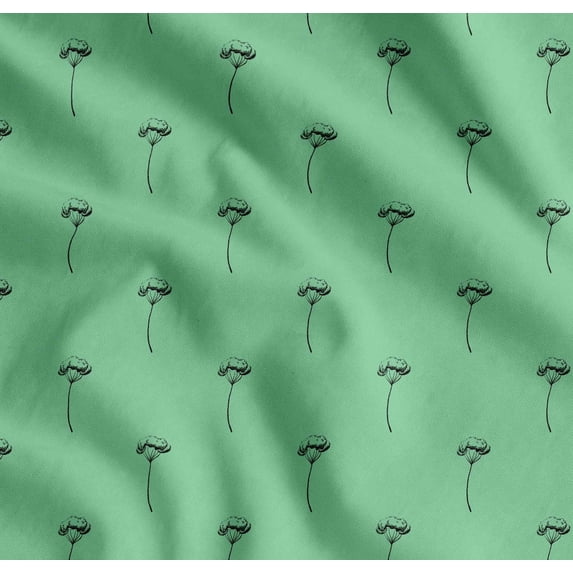 Soimoi Green Cotton Cambric Fabric Cotton Ball Leaves Print Fabric by the Yard 58 Inch Wide