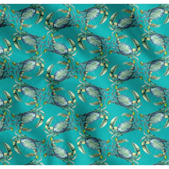 Soimoi Green Cotton Cambric Fabric Crabs Ocean Fabric Prints By Yard 42 Inch Wide
