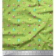 thumbnail image 1 of Soimoi Green Cotton Cambric Fabric Dot,Leaves & Mushroom Vegetable Print Sewing Fabric Yard 42 Inch Wide, 1 of 1