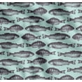 thumbnail image 1 of Soimoi Green Cotton Cambric Fabric Fish Ocean Printed Fabric 1 Yard 56 Inch Wide, 1 of 7