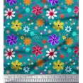 thumbnail image 1 of Soimoi Green Cotton Cambric Fabric Flower Artistic Printed Craft Fabric by the Yard 42 Inch Wide, 1 of 3