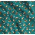 thumbnail image 1 of Soimoi Green Cotton Cambric Fabric Insect & Cat Animal Printed Craft Fabric by The Yard 56 Inch Wide, 1 of 7