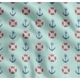 thumbnail image 1 of Soimoi Green Cotton Cambric Fabric Life Ring & Anchor Hook Nautical Print Fabric by Yard 56 Inch Wide, 1 of 7