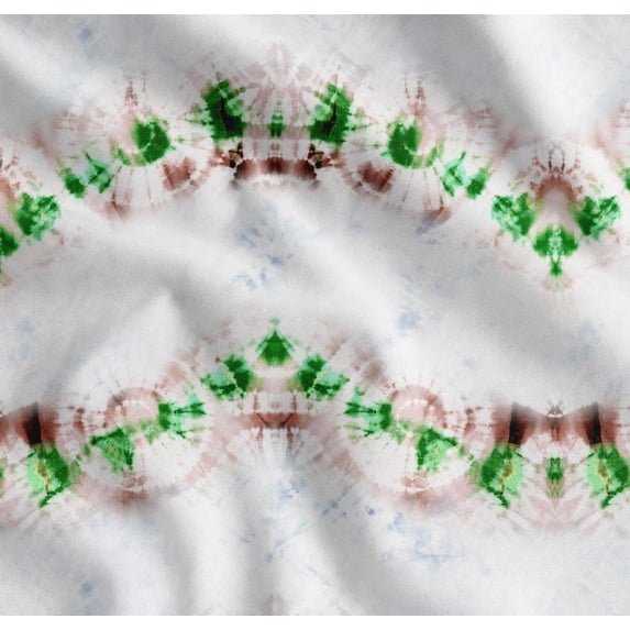 Soimoi Green Cotton Cambric Fabric Shibori Tie-Dye Print Fabric by Yard 42 Inch Wide
