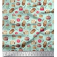 thumbnail image 1 of Soimoi Green Cotton Cambric Fabric Text & Cupcakes Food Print Fabric by Yard 42 Inch Wide, 1 of 3