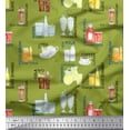 thumbnail image 1 of Soimoi Green Cotton Cambric Fabric Text & Soft Drinks Party Decor Fabric Printed Yard 42 Inch Wide, 1 of 3