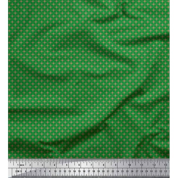 Soimoi Green Cotton Duck Fabric Artistic Geometric Printed Fabric 1 Yard 56 Inch Wide