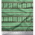 thumbnail image 1 of Soimoi Green Cotton Duck Fabric Aztec Geometric Printed Fabric 1 Yard 42 Inch Wide, 1 of 3