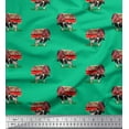 thumbnail image 1 of Soimoi Green Cotton Duck Fabric Barn & Cow Farm Printed Fabric 1 Yard 44 Inch Wide, 1 of 3
