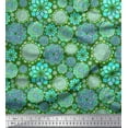 thumbnail image 1 of Soimoi Green Cotton Duck Fabric Blue Mandala Print Sewing Fabric Yard 42 Inch Wide, 1 of 3