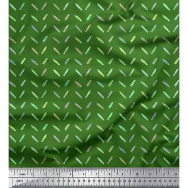 Soimoi Green Cotton Duck Fabric Brush Stroke Abstract Print Fabric by the Yard 42 Inch Wide