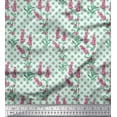thumbnail image 1 of Soimoi Green Cotton Duck Fabric Check,Leaves & Pink Floral Printed Fabric 1 Yard 42 Inch Wide, 1 of 1