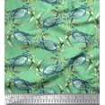 thumbnail image 1 of Soimoi Green Cotton Duck Fabric Crabs Ocean Fabric Prints By Yard 42 Inch Wide, 1 of 3