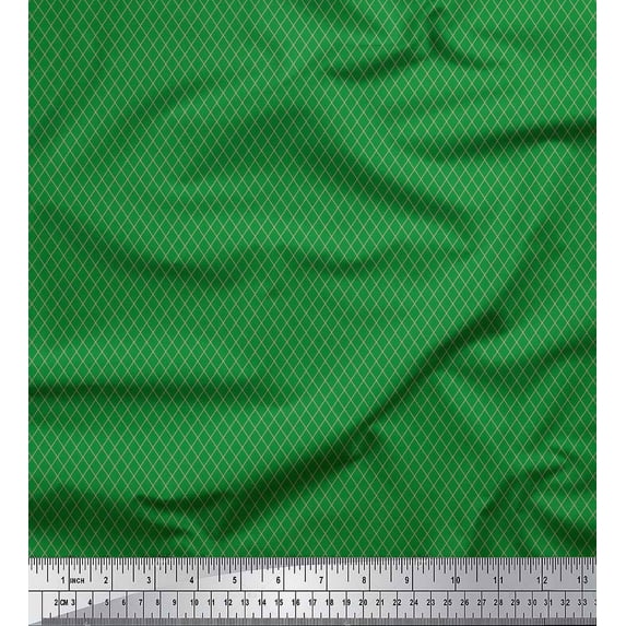 Soimoi Green Cotton Duck Fabric Diamond Geometric Printed Craft Fabric by the Yard 42 Inch Wide