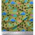thumbnail image 1 of Soimoi Green Cotton Duck Fabric Dinosaurs & Leaves Kids Print Fabric by the Yard 42 Inch Wide, 1 of 3