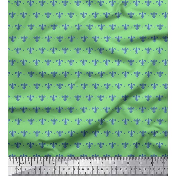 Soimoi Green Cotton Duck Fabric Fleur_de_lis Damask Fabric Prints By Yard 42 Inch Wide