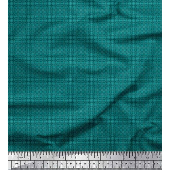 Soimoi Green Cotton Duck Fabric Flower Geometric Print Sewing Fabric Yard 42 Inch Wide