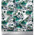 thumbnail image 1 of Soimoi Green Cotton Duck Fabric Insect & Orchid Flower Decor Fabric Printed BTY 42 Inch Wide, 1 of 1