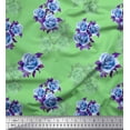 thumbnail image 1 of Soimoi Green Cotton Duck Fabric Leaves & Alba Rose Floral Decor Fabric Printed Yard 42 Inch Wide, 1 of 3