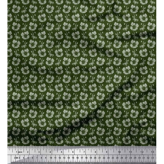 Soimoi Green Cotton Duck Fabric Leaves & Floral Decor Fabric Printed Yard 44 Inch Wide