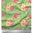 thumbnail image 1 of Soimoi Green Cotton Duck Fabric Leaves & Ranunculus Floral Decor Fabric Printed Yard 42 Inch Wide, 1 of 3