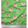 thumbnail image 1 of Soimoi Green Cotton Duck Fabric Leaves & Ranunculus Floral Printed Craft Fabric by the Yard 42 Inch Wide, 1 of 3
