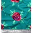 thumbnail image 1 of Soimoi Green Cotton Duck Fabric Leaves & Rose Floral Decor Fabric Printed Yard 42 Inch Wide, 1 of 3