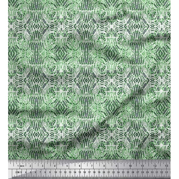 Soimoi Green Cotton Duck Fabric Leopard Animal Skin Print Fabric by Yard 42 Inch Wide