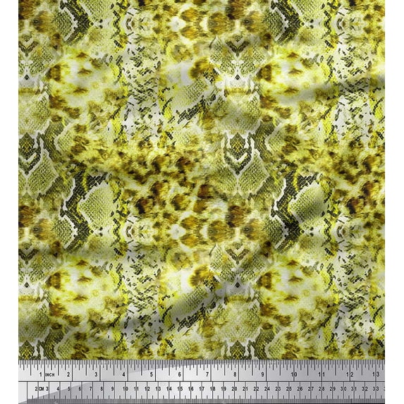 Soimoi Green Cotton Duck Fabric Leopard & Snake Animal Skin Print Fabric by Yard 42 Inch Wide